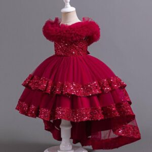 GB- Red Fluffy Dropping Princess Dress